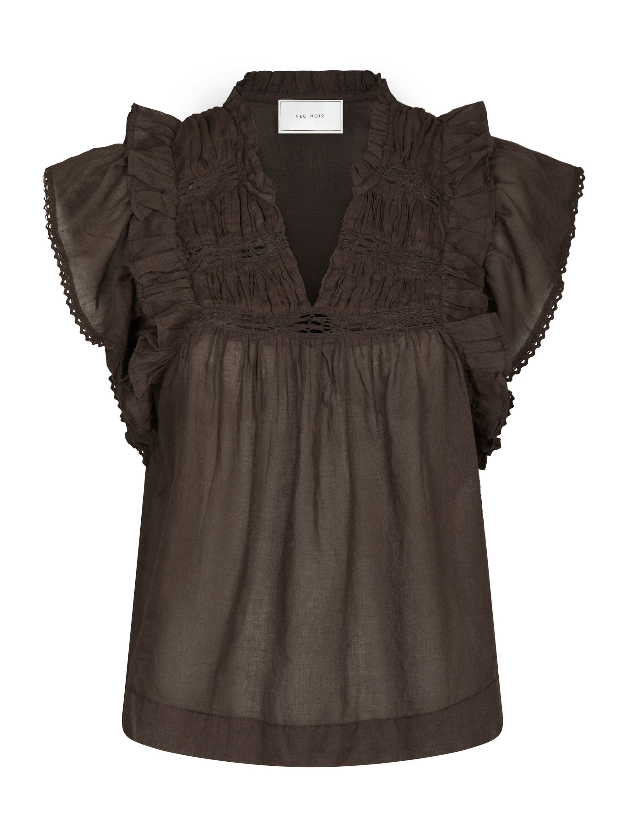 Jayla S Voile top - mørkebrun
